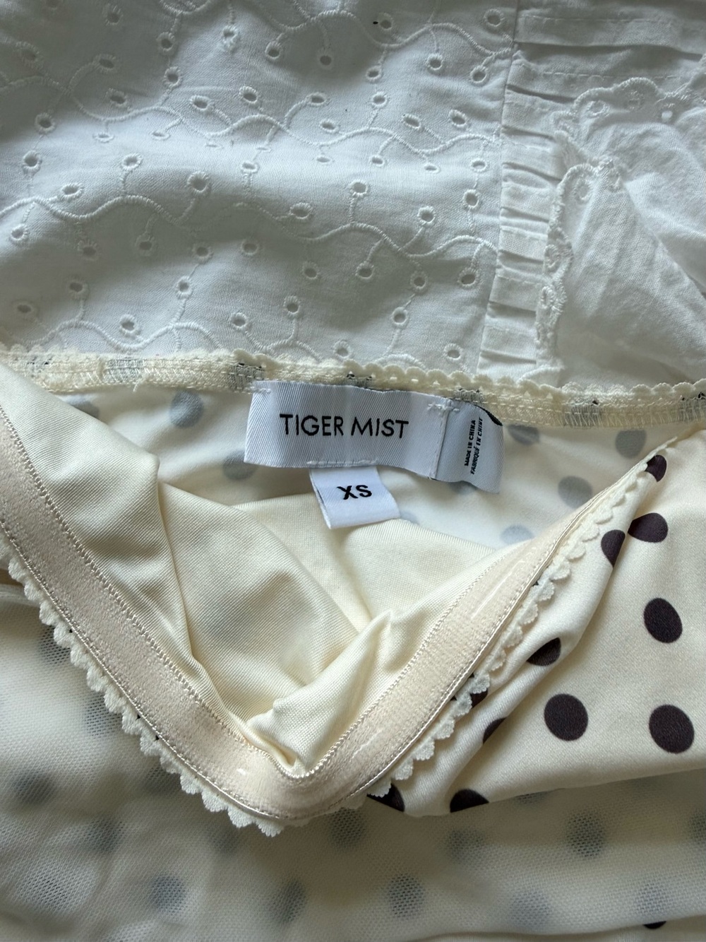 Tiger Mist Cream Strapless Polka Dot Dress with Bow Detail - Picture 2 of 2